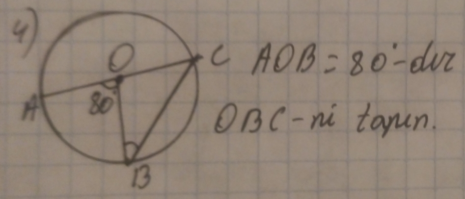 AOB=80°-dv2
BC-n taun.