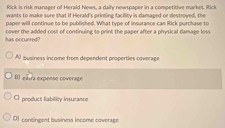 Solved: Rick is risk manager of Herald News, a daily newspaper in a ...