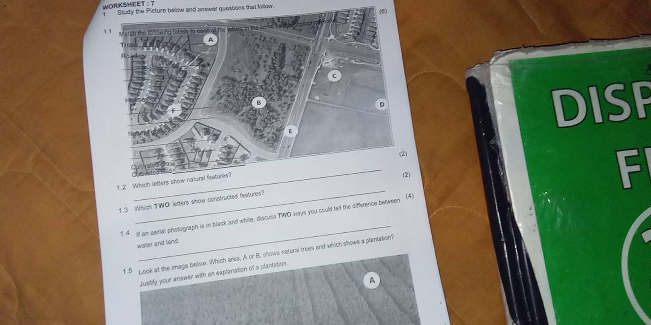 Solved: WORKSHEET : 7 Study the Picture below and answer questions that  follow. (6) DISF 1.2 1 [Others], image size:1324x662