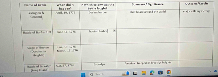 Outcome/Results 
Search