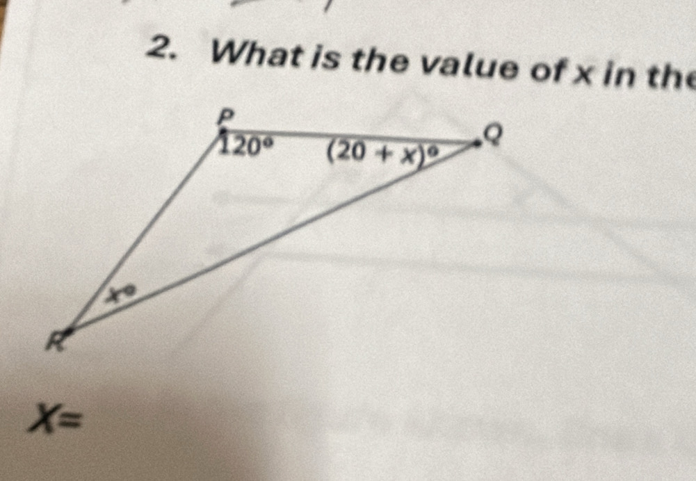 What is the value of x in th
X=