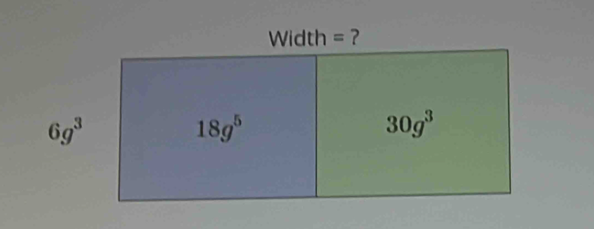 Width = ?
6g^3
18g^5
30g^3