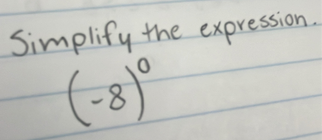 Simplify the expression.
(-8)^0