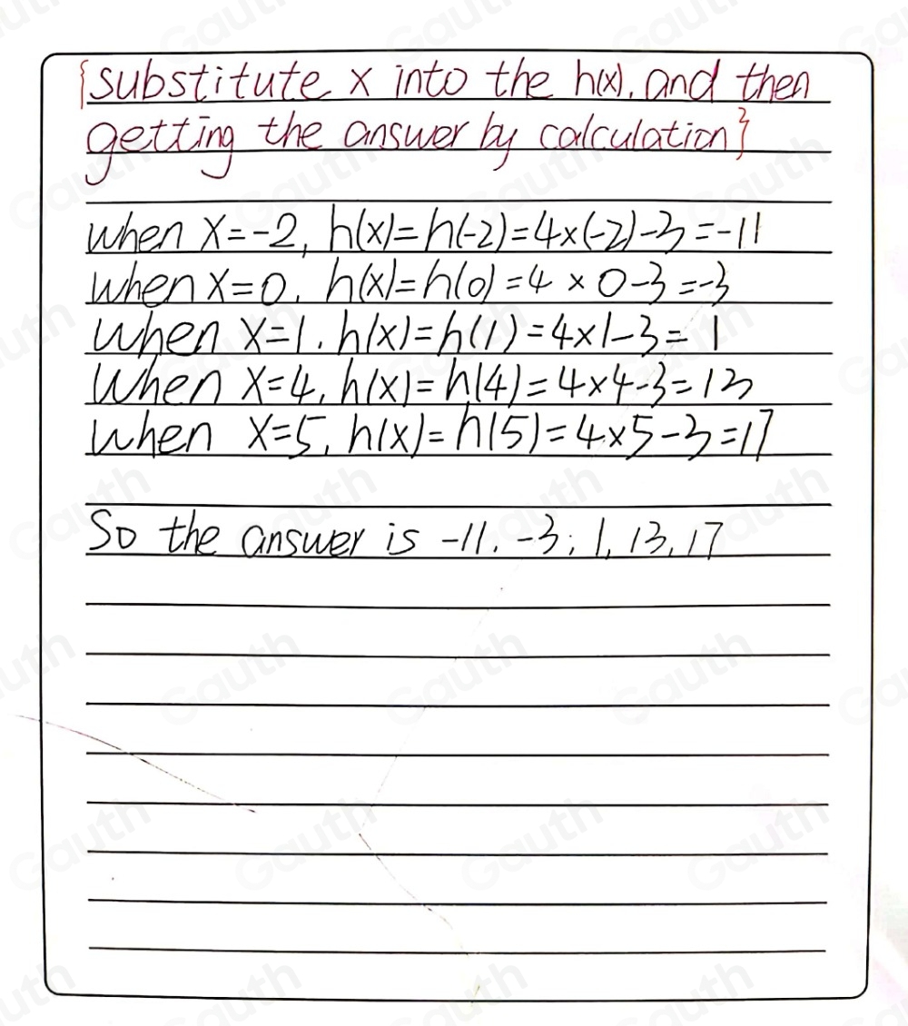 Solved: The function ? is defined by the following rule. h(x)=4x-3 ...