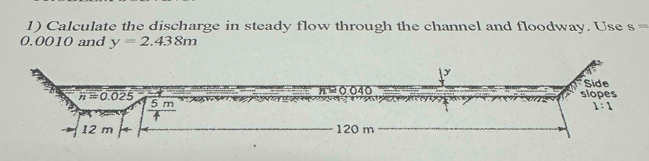 Solved: Calculate the discharge in steady flow through the channel and ...