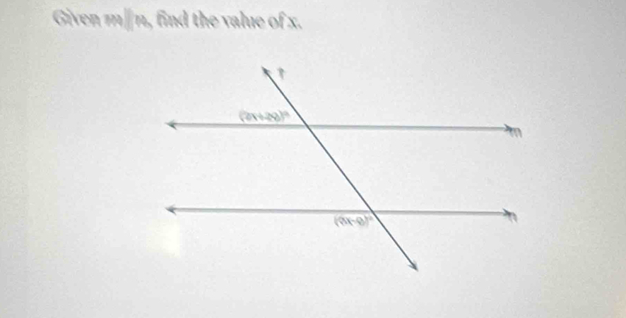 Given mparallel m find the value of x.