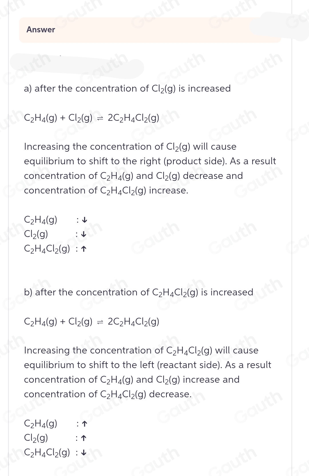 Solved: Indicate how the concentration of each species in the chemical ...