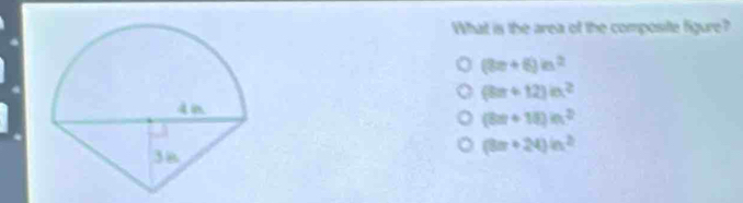 What is the area of the composite figure?
(8x+6)n^2
(8n+12)n^2
(8n+18)n^2
(8x+24)ln^2
