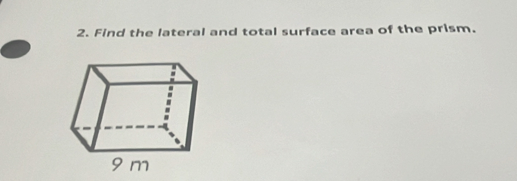 Find the lateral and total surface area of the prism.