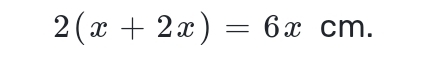 2(x+2x)=6xcm.