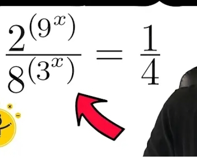 frac 2^((9^x))8^((3^x))= 1/4 