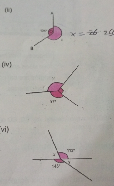 (ii)
104°
x
B
(iv)
(vi)