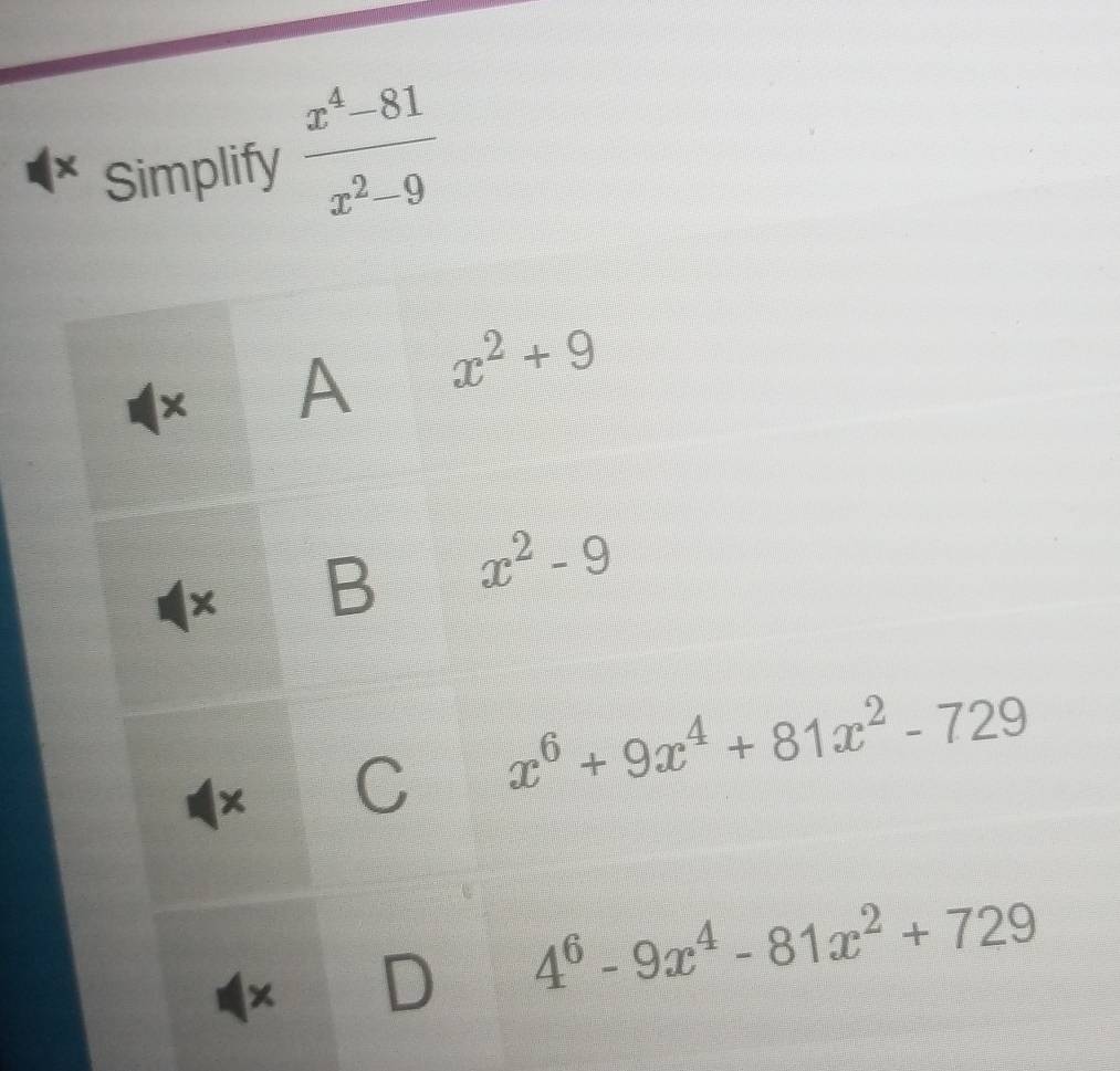 Simplify  (x^4-81)/x^2-9 