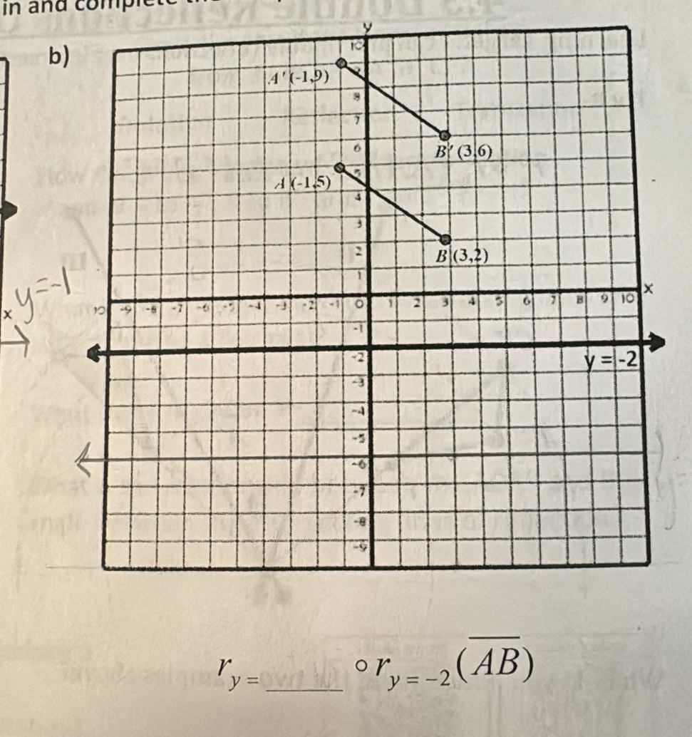 In and comple 
y
x
r_y= _
circ r_y=-2(overline AB)