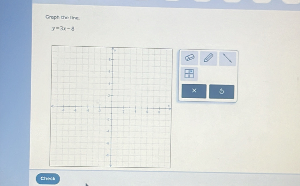 Graph the line.
y=3x-8
× 
Check