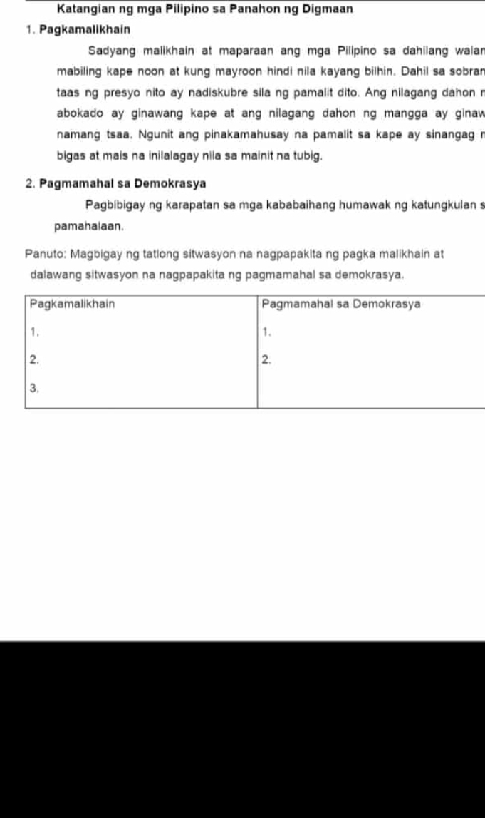 Solved: Katangian ng mga Pilipino sa Panahon ng Digmaan 1 ...