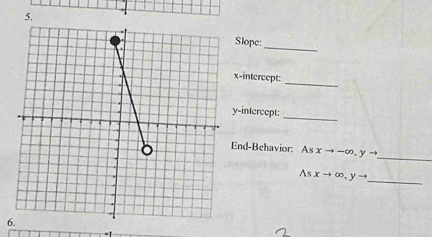 Slope:
_
-intercept:
-intercept:_
_
nd-Behavior: As xto -∈fty. yto
As xto ∈fty , yto _
6