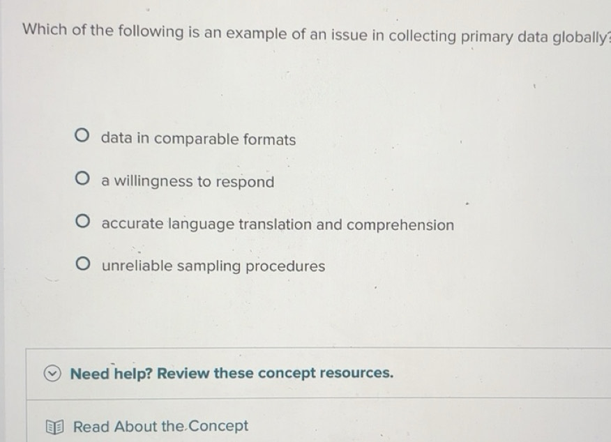 Solved: Which of the following is an example of an issue in collecting ...