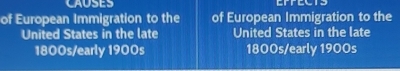 of European Immigration to the of European Immigration to the
United States in the late United States in the late
1800s/early 1900s 1800s/early 1900s