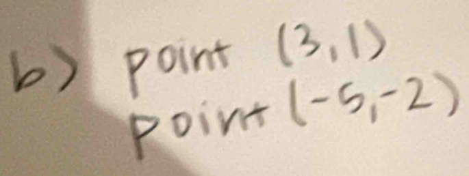 point (3,1)
Point(-5,-2)