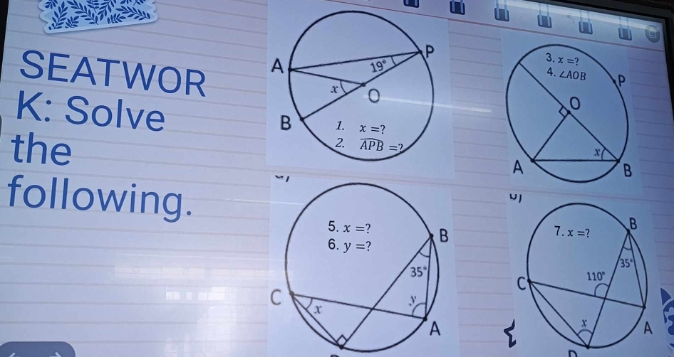 SEATWOR
K: Solve
the
U
following.
 
^