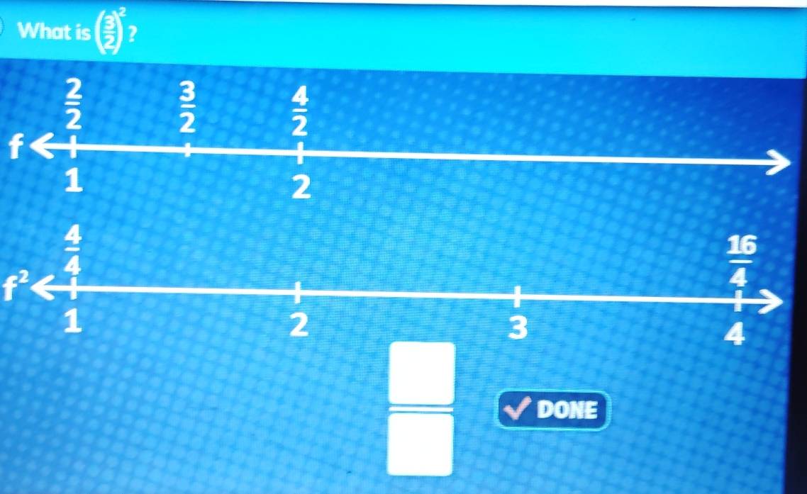 What is ( 3/2 )^2 2
f
f^2
□
)
DONE