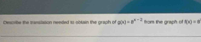 Solved: Descrte the translation needed to obtain the graph of g(x)=8^(x ...