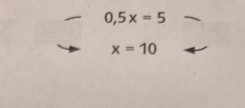 0,5x=5
x=10