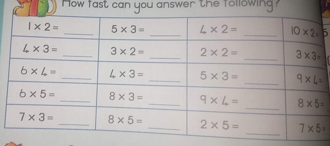 How fast can you answer the following?