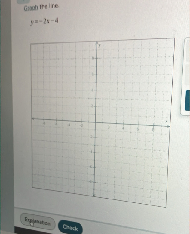 Graph the line.
y=-2x-4
Explanation Check