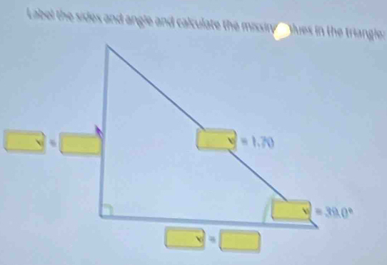 Label the sides and angle and calcu