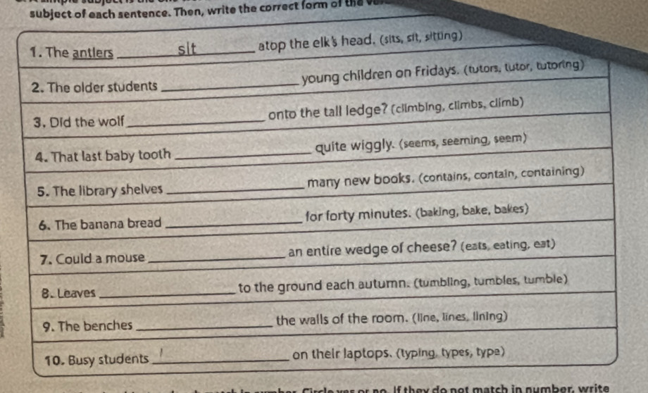 Solved: subject of each sentence. Then, write the correct form of the ...