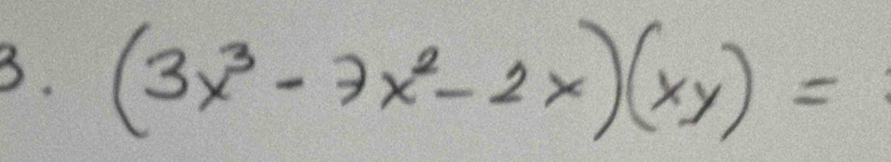 (3x^3-7x^2-2x)(xy)=