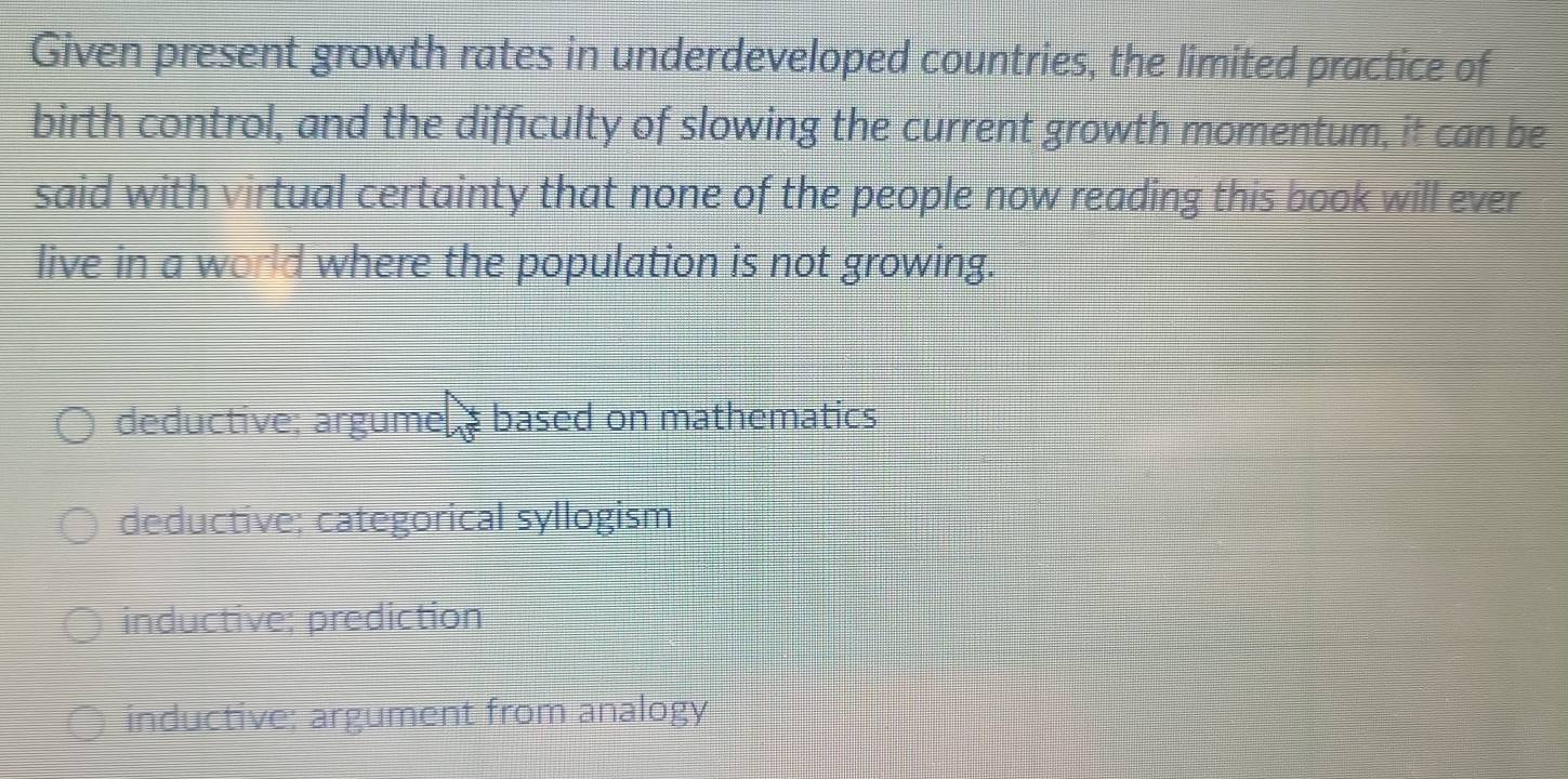 Solved: Given present growth rates in underdeveloped countries, the ...
