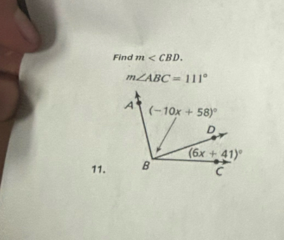 Find m
m∠ ABC=111°
11.