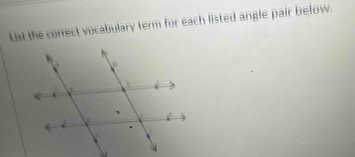 List the correct vocabulary term for each listed angle pair below.