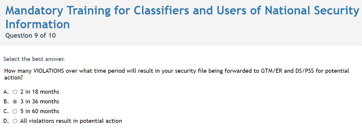 Solved: Mandatory Training for Classifiers and Users of National ...