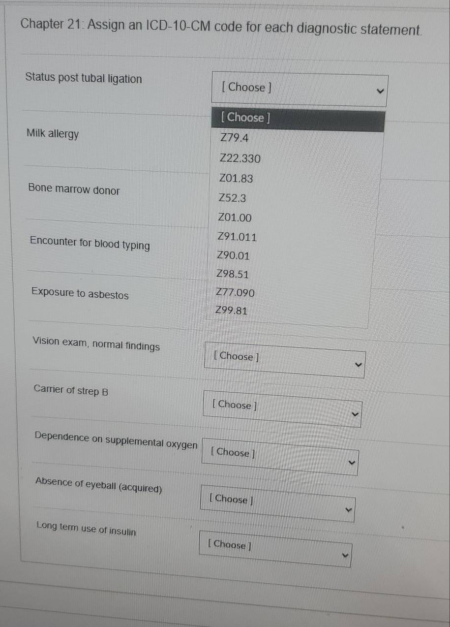 Solved: Chapter 21: Assign an ICD- 10-CM code for each diagnostic ...
