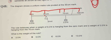Solved: upwards at 20 cm 18 the Q48: The diagram shows a uniform metre ...