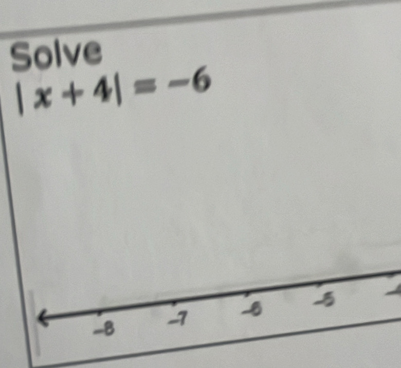 Solve
|x+4|=-6