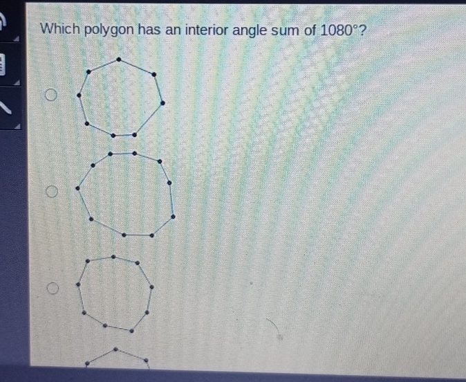 Which polygon has an interior angle sum of 1080° ?