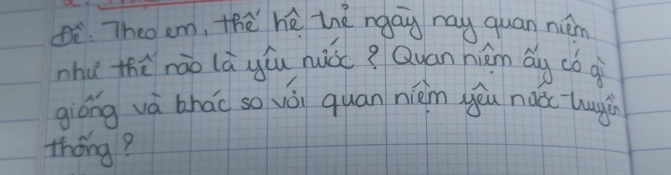 ò: Theo em, thē hé thè ngay may quan nièn 
mhu thè nào là yóu huá? Quan hām áy cǒ g 
giòng và bháo so vǒi quan nièin yiu nao hugch 
thóng?