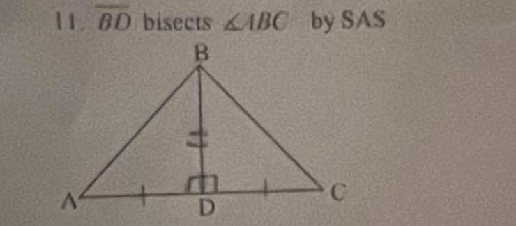 overline BD bisects ∠ ABC by SAS