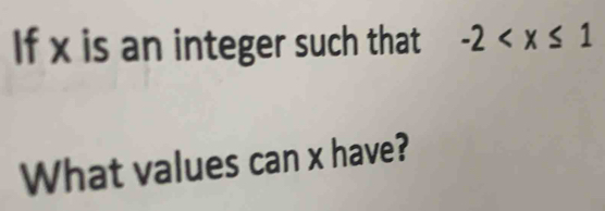 If x is an integer such that -2
What values can x have?