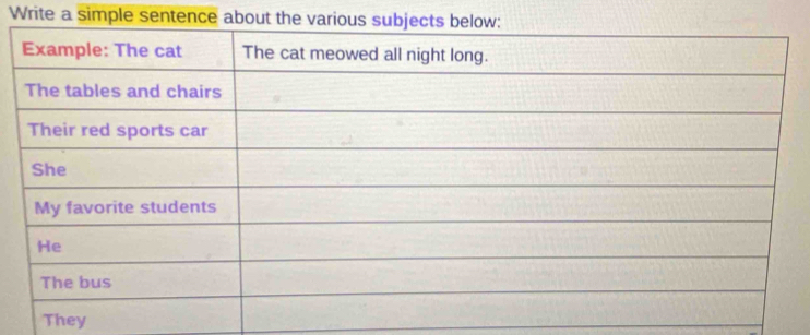 Write a simple sentenc 
They