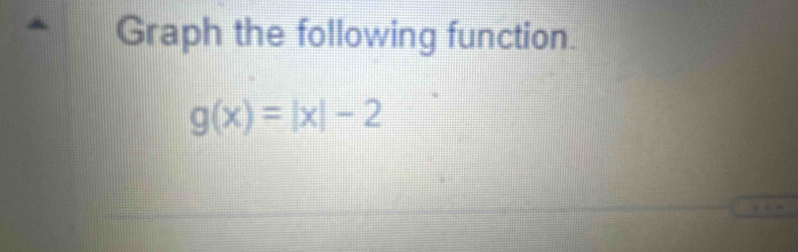 Graph the following function.
g(x)=|x|-2