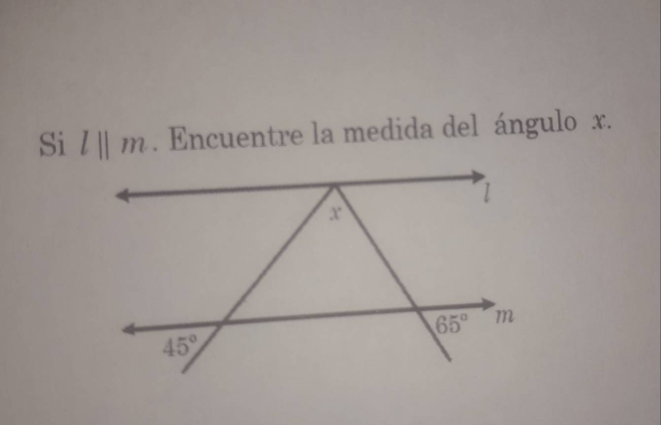 Si l||m. Encuentre la medida del ángulo x.