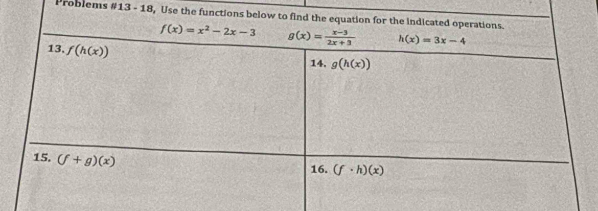 Problems #13 - 18, Use