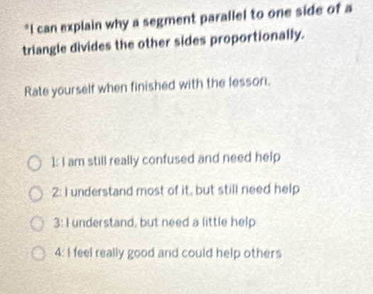 Solved: can explain why a segment parallel to one side of a triangle ...