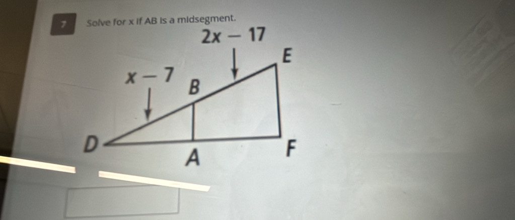 Solve for x if AB is a midsegment.